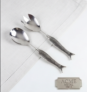 Ensemble cuillère et fourchette Acme Metal Fish Design, finition miroir haute brillance, résistant à la rouille, pour mariage, dîner et restaurant - Product Image 1
