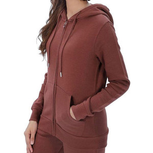 Fashion Women Winter Zip Up Hoodie Long Sleeve Solid Color Cotton Blend Lightweight Women Eco-Friendly Zip Up Sweatshirt Hoodie - Product Image 3
