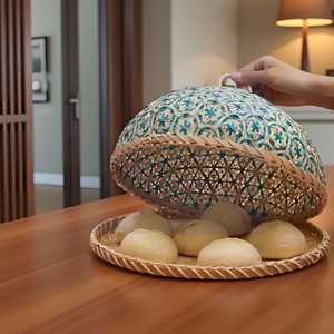 Handwoven Bamboo Food Cover Eco Friendly Kitchen <b>Table</b> <b>Protection</b> Natural Woven Food Dome Cover Supplier - Product Image 1