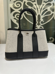 Luxury Designer Women Handbag <b>Mini</b> Garden Party Canvas with <b>Black</b> Negonda Leather <b>Bag</b> - Product Image 5