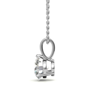 Colgante Clásico de Oro Sólido de 18k/22k/24k con Diamante Cultivado en Laboratorio, Corte Brillante Redondo, Engaste de 3 Puntas - Product Image 2