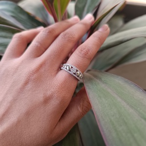 Namivaa Pearl Diamond Geometric <b>Cocktail</b> <b>Ring</b> Elegant Classic Women Gift Engagement Party - Product Image 5