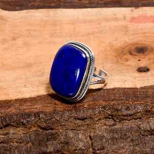 Anillo ajustable de plata de ley 925 con lapislázuli azul, estilo bohemio, hecho a mano, regalo para mujer - Product Image 2