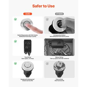 Kit Interruttore a Pulsante per Smaltimento Rifiuti Alimentari con Doppia Uscita per Lavello, 2.5 Pollici, in Acciaio Inossidabile Nichel Spazzolato - Product Image 6