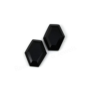 Best Selling Natural Black Onyx Hexagon Shape Step Cut High Polish 10x16mm Flatback Loose Cabochon Jewelry Making Pendant Ring - Product Image 5
