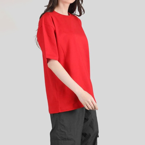 เสื้อยืดโอเวอร์ไซส์ผู้หญิงไซส์ใหญ่ MOQ ต่ำ ผ้าเจอร์ซีย์ 100% ผ้าฝ้าย ระบายอากาศดี เหมาะสำหรับฤดูร้อน สไตล์ลำลอง สีพื้น รับสกรีนโลโก้ คุณภาพสูง - Product Image 3