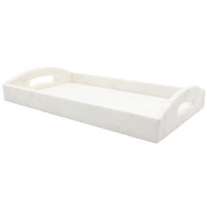 Bandeja Rectangular de Mármol Blanco de Alta Calidad con Asas, Ecológica, para Servir, Decoración Moderna para el Hogar, Plato para Exhibición en Bodas - Product Image 1