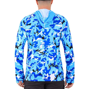 Camisa de Pesca para Hombre, Azul Camuflaje, con Capucha, Manga Larga, UPF 50, Anti-UV, Impermeable, Transpirable, Ropa de Exterior - Product Image 2