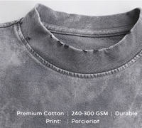 T-shirts Streetwear Homme Personnalisés avec Logo OEM, Col Rond, Manches Courtes, en Coton Lourd Tricoté Respirant et Séchage Rapide, 100% Coton, Effet Soie