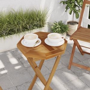 Mesa de exterior para jardín, patio, comedor, plegable, de madera, con la mejor superficie, tallada a mano, artesanal pakistaní, de madera maciza. - Product Image 1