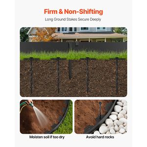 Bordo per aiuole in plastica flessibile da 33 piedi x 4, con 30 picchetti e 2 paletti da terra, divisorio da giardino senza scavo, 400 piante artificiali - Product Image 3