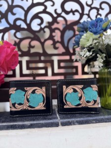 Wholesale Designer Hand Tooled Leather <b>Wallet</b> Men's Long Zipper Multi Uses <b>Wallet</b> Hot Sale Fashion Flower Cash <b>Holder</b> Gift - Product Image 5