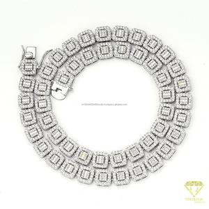 Collar de lujo con diamantes cultivados en laboratorio, estilo tenis, plata de ley 925, diseño geométrico, joyería de moda para hombres y mujeres - Product Image 2