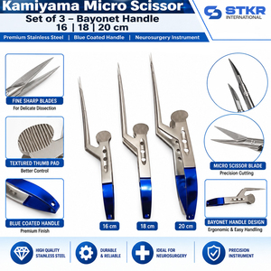 Juego de microtijeras Komiyama de 3 piezas - Mango tipo bayoneta 16cm 18cm 20cm Instrumento ginecológico de acero inoxidable manual - Product Image 1