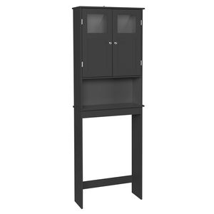 Mobile da Bagno Nero in MDF (Pannello a Media Densità di Fibre) con Doppia Anta 60*22*170cm, Finitura Verniciata, Arredo Bagno - Product Image 4
