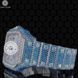 Charm Jewells – montre de luxe pour femmes, boîtier rectangulaire, cristal saphir, quartz analogique, 38mm, pierres précieuses, bracelet, fermoir papillon - Product Image 2