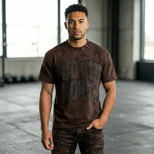 T-shirt bleu pour homme de qualité professionnelle pour l'exportation, avec logo 3D en relief et traitement délavé à l'acide, conçu pour le streetwear international - Product Image 6