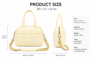 Beena's <b>Cream</b> Fashion Cosmetic <b>Bag</b> Polyester Makeup <b>Shoulder</b> Pouch Travel Light Weight Large Capacity Zipper Waterproof Soft - Product Image 3