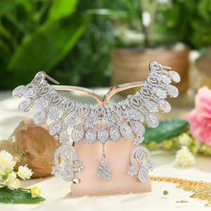 Designer Crystal Necklace Set 10575549WH Pota Stone <b>Choker</b> Unique and Elegant Accessory - Product Image 3