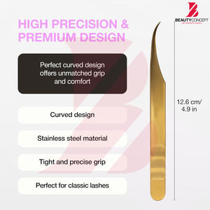 Fabricant de pinces à cils en acier inoxydable avec pointe en fibre, meilleure prise en main, angle de 45 degrés, pour extensions de cils - Product Image 3