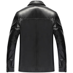 แจ็คเก็ตหนังผู้ชายลำลองแบบเคลือบผิว ปี 2026 หนังแท้ 100% คอตั้ง ปักลาย แต่งยับสไตล์วินเทจ แจ็คเก็ตหนังสำหรับผู้ชายสไตล์มืออาชีพ - Product Image 5