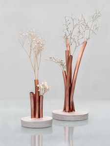 luxury stainless steel <b>Tabletop</b> Vases Set Handmade MARBLE base Finish Decorative Cylindrical Vases for Home Interior Design - Product Image 1