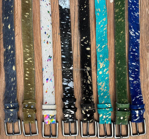 Usine en gros de qualité supérieure cheveux sur métallique en cuir véritable boucles ardillon ceinture à la mode ceintures en peau de vache pour les jeans des femmes - Product Image 2