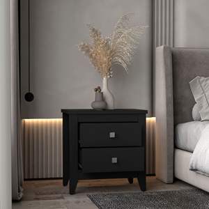 Comodino Wengue nero a 2 cassetti - Product Image 3