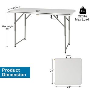 Mesa Plegable de HDPE Blanca de 4 pies para Patio, Picnics, Comedor, Jardín, Dormitorio, Entrada, Mesa Plegable para Uso en Exteriores, Centros Comerciales y Granjas - Product Image 3