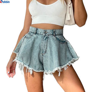 Pantalones Cortos de Mezclilla para Mujer, Talla Grande, Nuevos, Casuales de Verano, Color Azul Claro, con Cierre, Pierna Ancha - Product Image 2