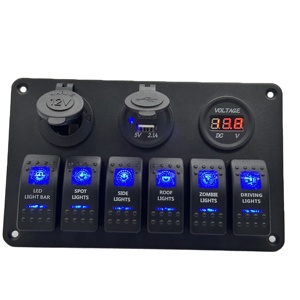 Panneau de commande 6 interrupteurs 12V à LED, étanche, pour voiture, camping-car, <span class=keywords><strong>bateau</strong></span>, marine, avec disjoncteur - Product Image 1