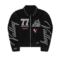 Veste en jean pour homme Custom Valley Dream 77, style streetwear, fermeture à boutons, patchs brodés, coupe classique, hiver, vintage