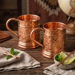 Tazas de Cobre con Acabado Martillado, Exterior Negro, Estilo Vintage con Asa, Vajilla para el Hogar con Beneficios para la Salud - Product Image 5