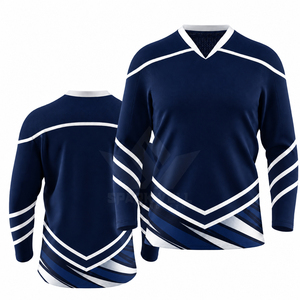 Jersey de Hockey sobre Hielo a Rayas Blancas y Negras para Hombre, Cuello en V, Manga Larga, Poliéster que Absorbe la Humedad, Corte Regular, Ropa para Adultos - Product Image 4