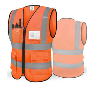 Vêtements de travail de haute visibilité sur mesure avec logo, poches et bande réfléchissante, polyester respirant et antibactérien - Product Image 2