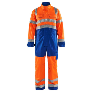 Combinaison de sécurité haute visibilité orange et bleue pour hommes, vêtements de travail, combinaison de protection avec bandes réfléchissantes - Product Image 1