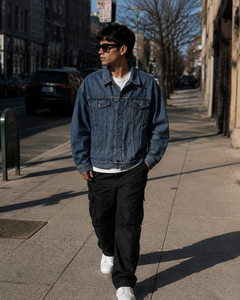Veste en jean à capuche élégante pour homme, logo sur le devant, vêtements décontractés, haute qualité, 100% coton, fabrication OEM sur mesure, vente en gros - Product Image 1
