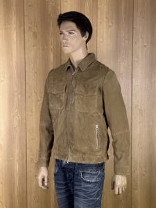 GRIP SAFE INDUSTRIES Men's Tan Goat <b>Suede</b> Bomber <b>Jacket</b> Minimalist Trucker Style YKK Zipper Quick Dry Breathable - Product Image 5