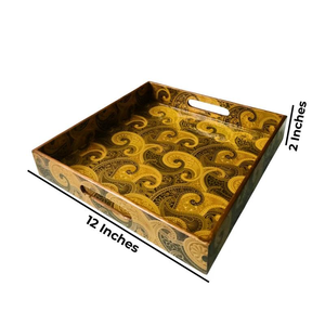 Plateau de service décoratif en MDF de style Art déco moderne avec motif imprimé pour les occasions de mariage et d'anniversaire, provenant d'Inde - Product Image 3