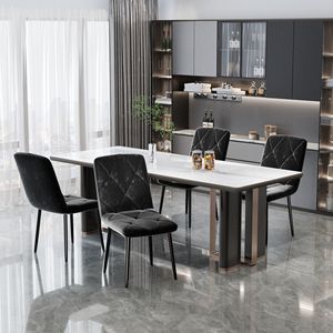 Set Moderno di 4 Sedie da Pranzo per Cucina e Sala da Pranzo con Seduta Imbottita e Gambe in Metallo per Casa - Product Image 2