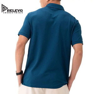 เสื้อเชิ้ตแขนสั้นสีน้ำเงินล้วนสำหรับผู้ชาย RELEVO INDUSTRIES ผ้าฝ้ายแคนวาสถัก 100% แห้งเร็ว สวมใส่สบายๆ - Product Image 2