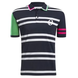 Men's Black Green Sleeve Striped Polo Shirt Short Sleeve Stylish <b>Athletic</b> Apparel Comfortable Wear for Golf Sports - Product Image 1