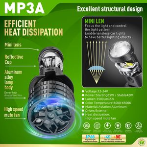 YUFING buena calidad 110W 20000LM H7 LED lente proyector con ventilador H4 Bi LED faro 12V H3 H11 Led faro H1 bombilla Led para coche - Product Image 3