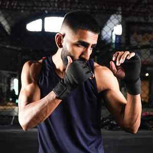 Half Finger Training Gloves With Velcro Wrist Support For Boxing Inner And Martial Arts Unisex Nylon Material - Product Image 5