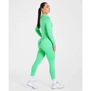 Yoga <b>Jumpsuit</b> Women Seamless Sports Zipper <b>Jumpsuit</b> Set Gym Long Sleeve Fitness Suit Elastic Gym <b>Workout</b> Bodysuit Athletic Wear - Product Image 5