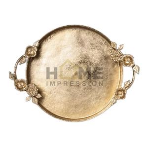 Diseño de lujo, manijas de hojas de Metal, centro de mesa, bandeja moderna para servir té y café, bandeja para servir para el hogar, accesorio de cocina - Product Image 1