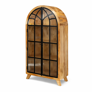 Armario de Madera de 2 Puertas con Acabado Brillante |   Armario Blanco Minimalista con Detalles Geométricos Dorados |   Organizador de Armario de Lujo para Dormitorio - Product Image 2