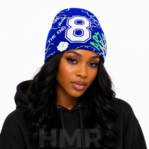 HMR Sisterhood Brotherhood Bonnet en tricot uni à bord droit unisexe pour l'hiver, les loisirs en plein air et la chaleur, bonnet bleu - Product Image 3