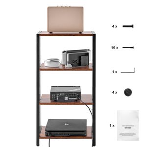 Mobile TV Angolare a 4 Ripiani con Mensole in Legno Regolabili in Altezza per Lettori DVD, Decoder, Console di Gioco - Marrone - Product Image 1