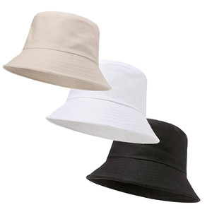 Unisex Solid Color 100% Cotton Canvas Bucket Hats 56-58CM Casual Four Seasons Adult Fishing Ski Party Hat - Product Image 1